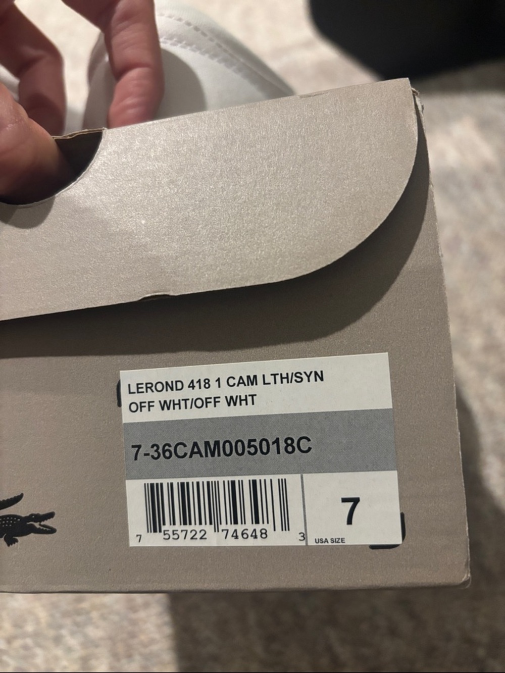 Lacoste Men's White Low-Top Canvas Sneakers with Navy Interior - Picture 5 of 5